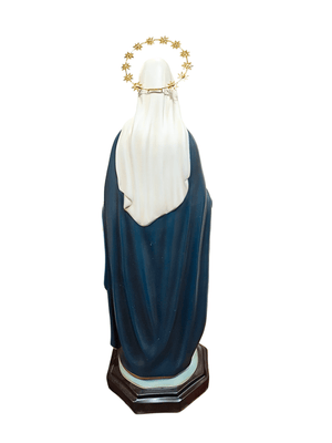 Imagem de Nossa Senhora das Graças em Pó de Mármore com Olhos de Vidro Manto Azul Escuro-TerraCotta Arte Sacra