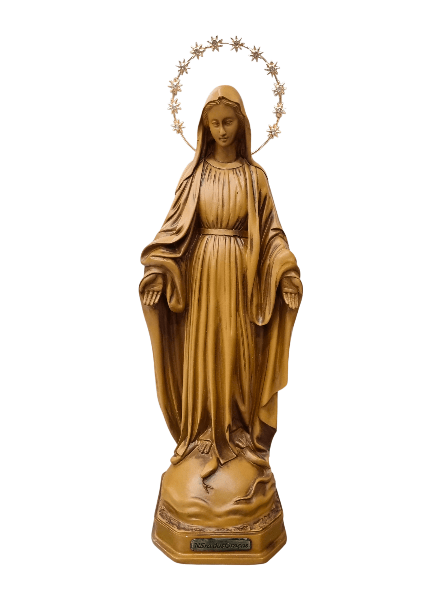 Imagem de Nossa Senhora das Graças em Resina Cor Madeira 20 cm-TerraCotta Arte Sacra