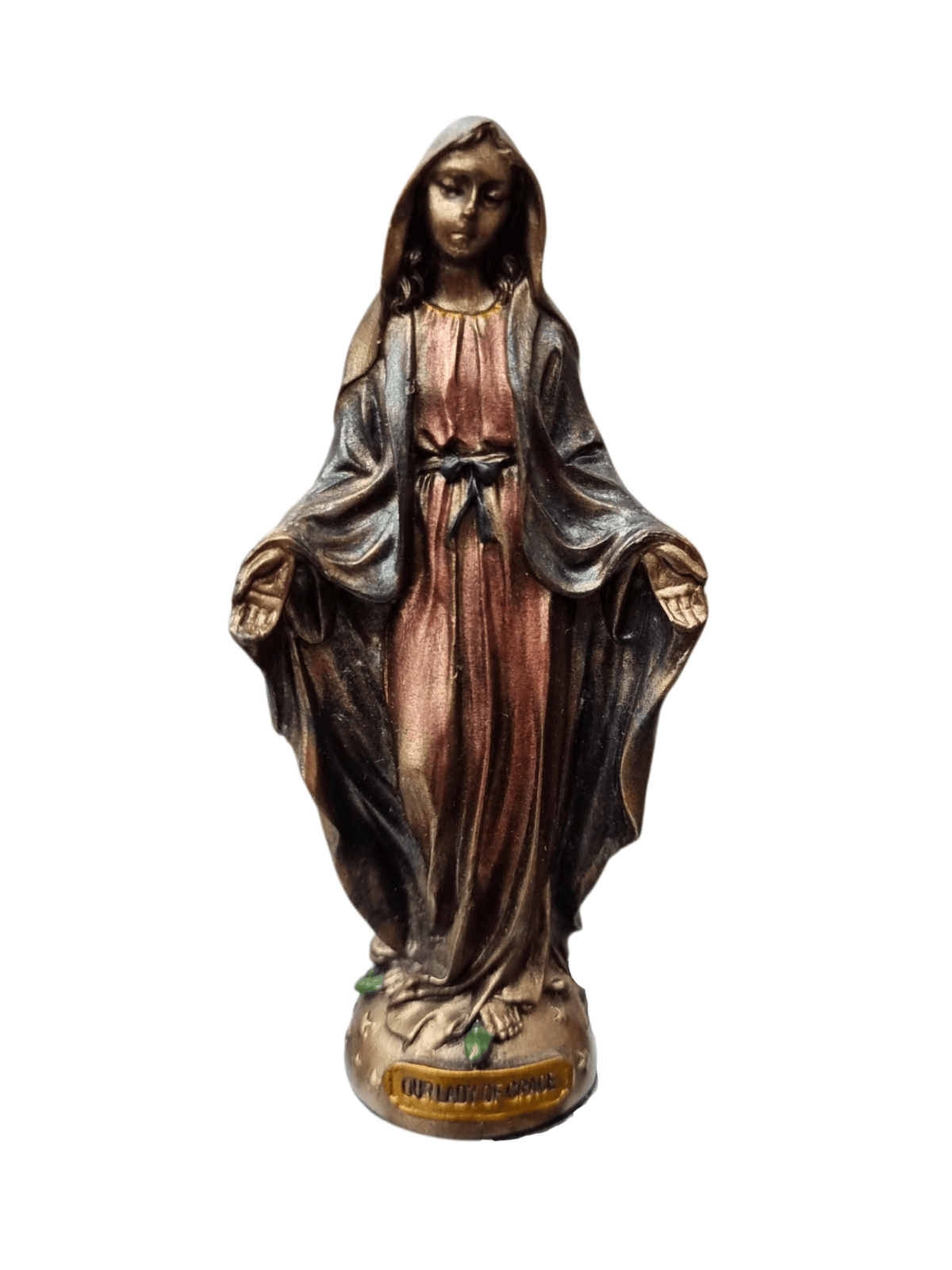 Imagem de Nossa Senhora das Graças em Resina com Acabamento em Bronze 8,5 cm-TerraCotta Arte Sacra