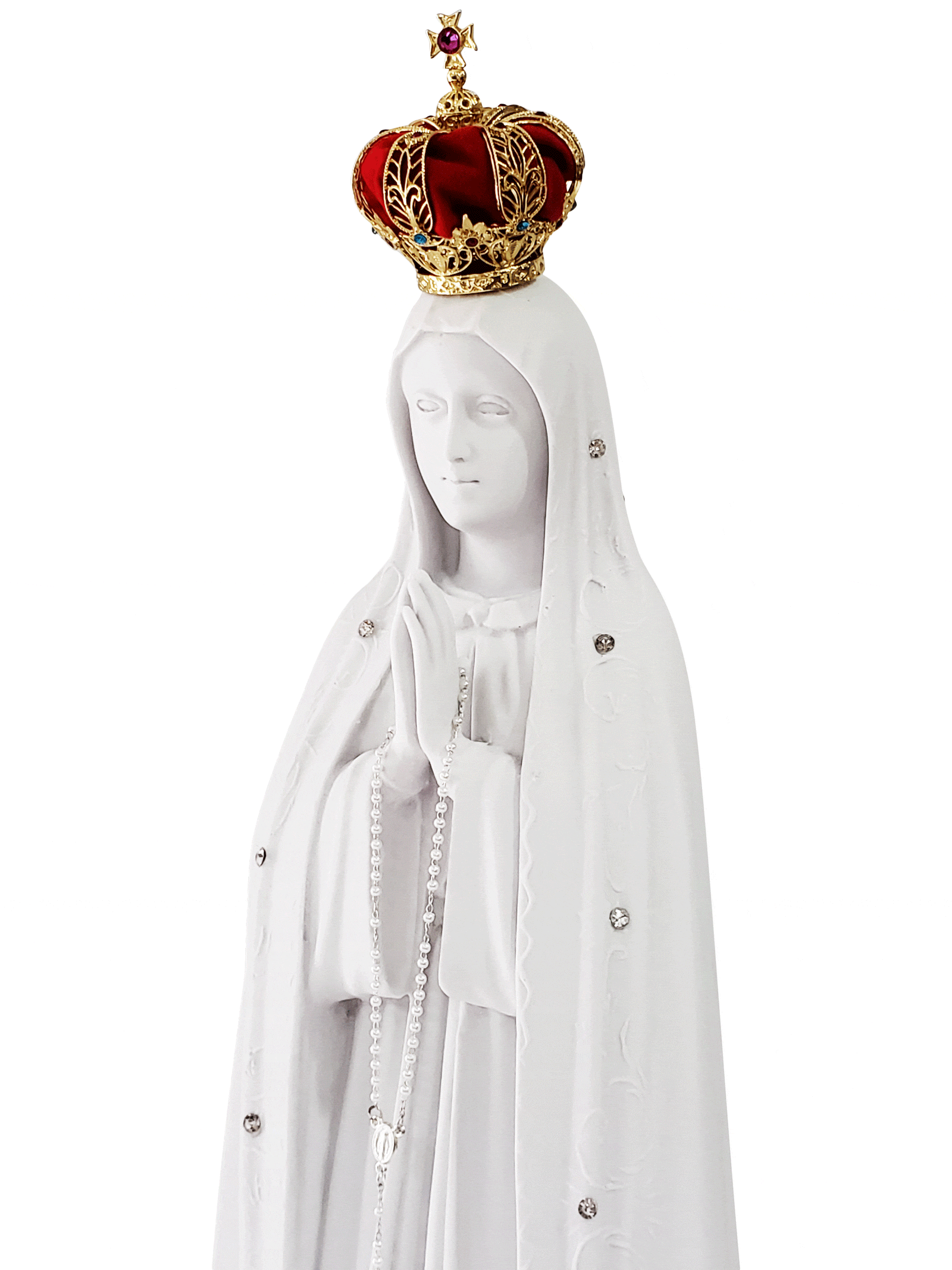 Imagem de Nossa Senhora de Fátima 65 cm em Pó de Mármore-TerraCotta Arte Sacra