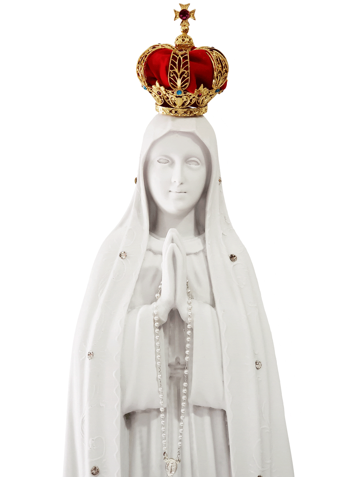 Imagem de Nossa Senhora de Fátima 65 cm em Pó de Mármore-TerraCotta Arte Sacra