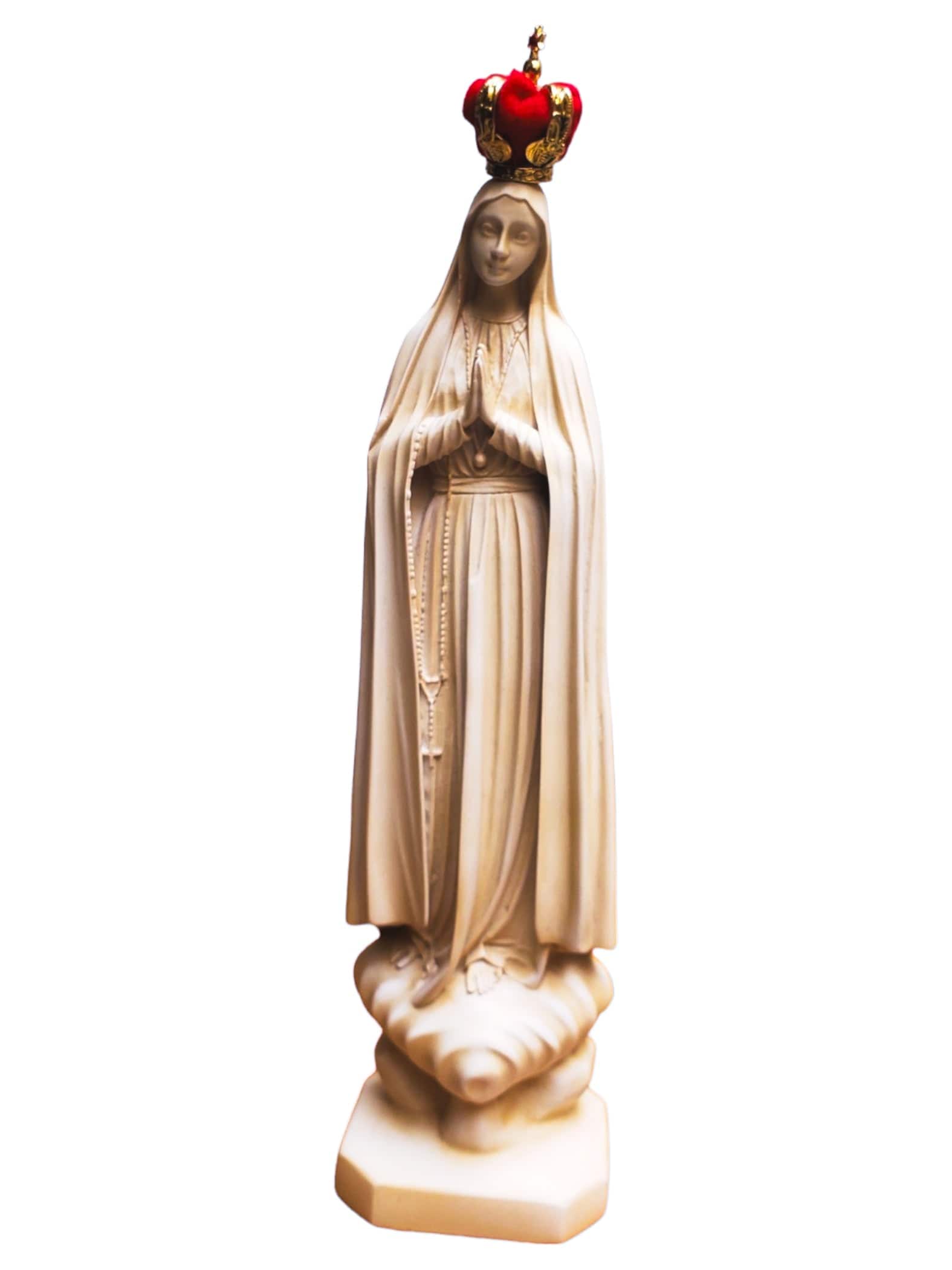Imagem de Nossa Senhora de Fátima em Pó de Mármore Marfim 28 cm-TerraCotta Arte Sacra