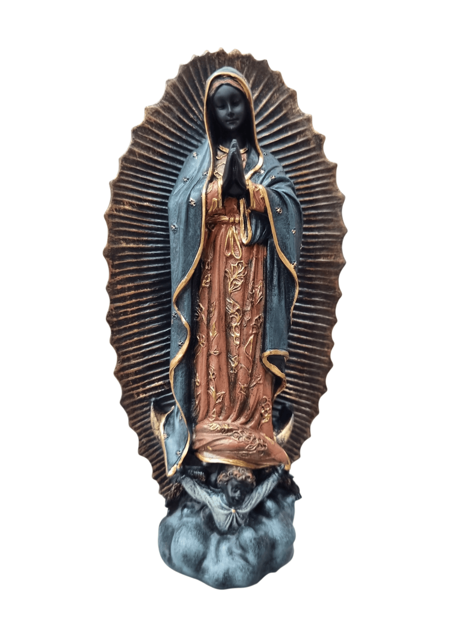 Imagem de Nossa Senhora de Guadalupe em Pó de Mármore com Acabamento em Bronze 15 cm-TerraCotta Arte Sacra