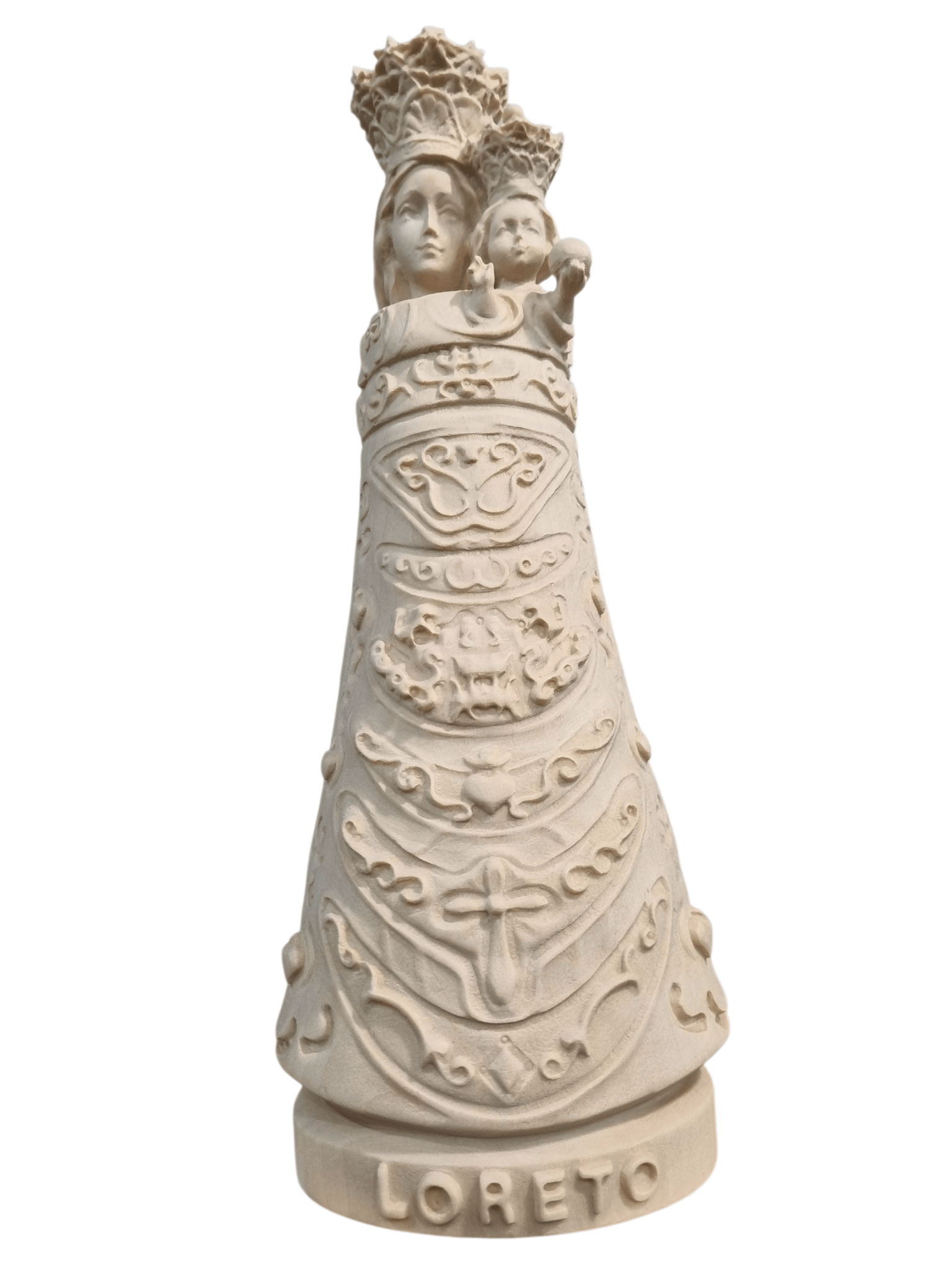 Imagem de Nossa Senhora de Loreto em Madeira Italiana Natural 25 cm-TerraCotta Arte Sacra