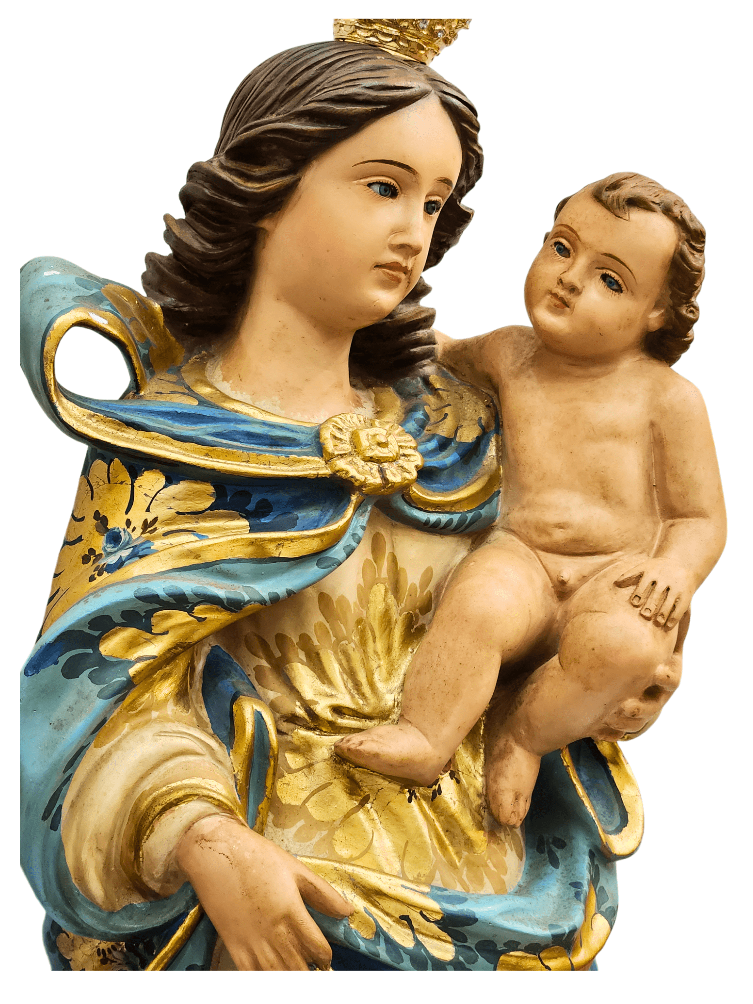 Imagem de Nossa Senhora dos Aflitos de Gesso Policromado com Olhos de Vidro (Barroco Brasileiro) 80 cm-TerraCotta Arte Sacra