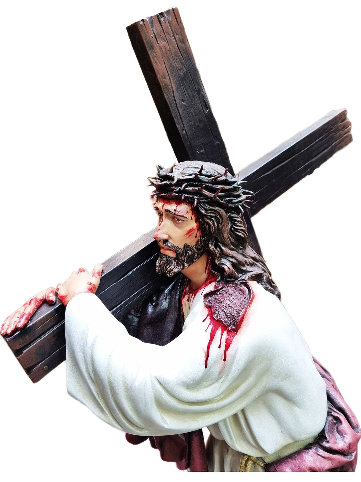 Imagem de Nosso Senhor dos Passos Colorida em Fibra de Vidro 130 m-TerraCotta Arte Sacra