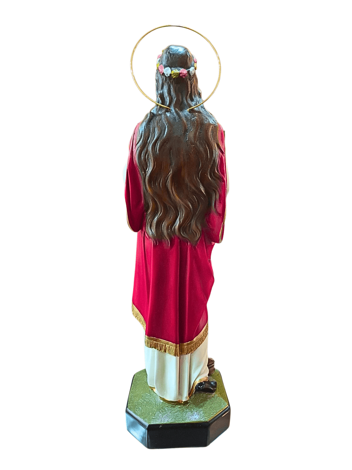 Imagem de Santa Cecília em Pó de Mármore Colorido com Olhos de Vidro 60 cm-TerraCotta Arte Sacra