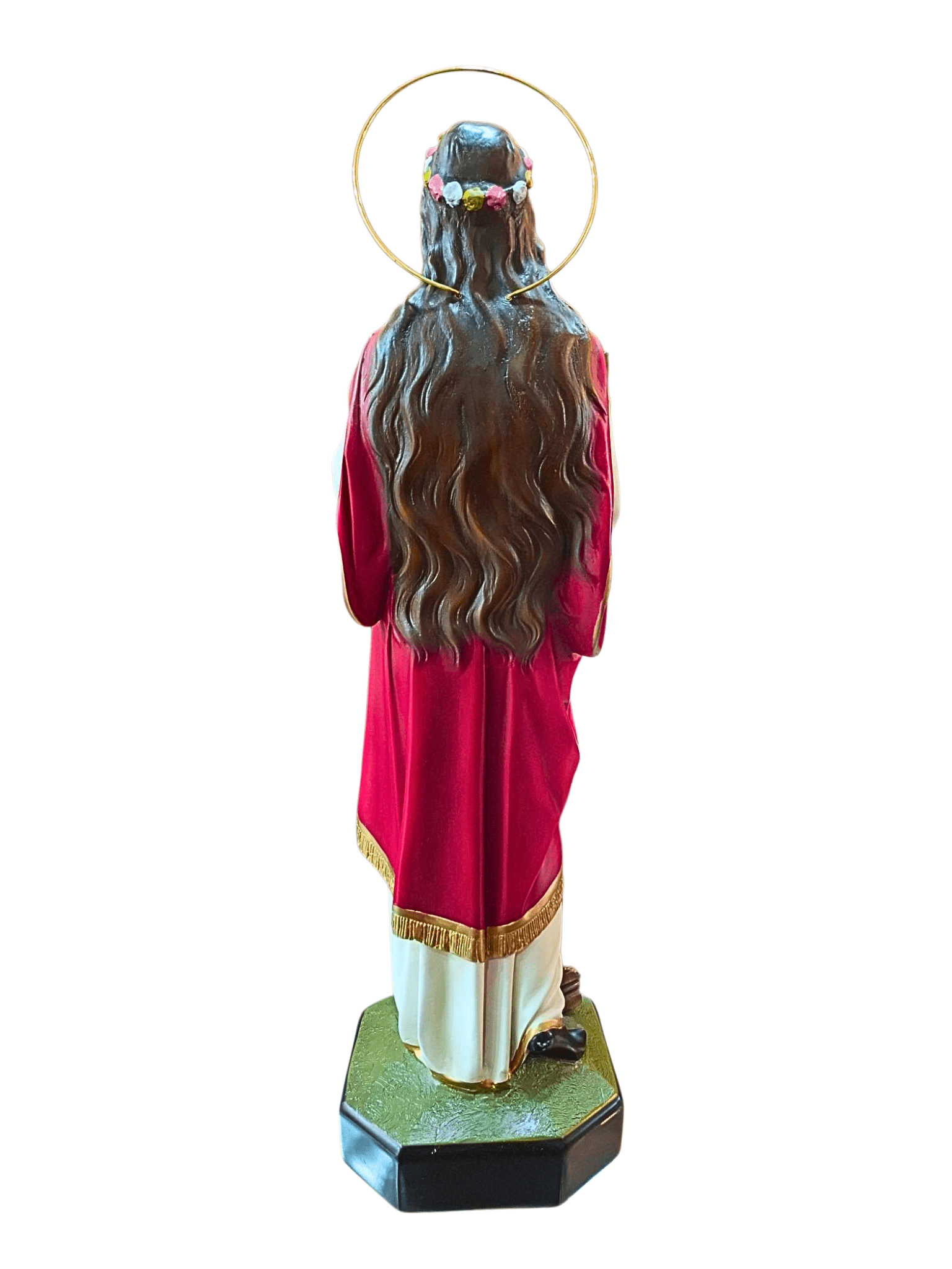 Imagem de Santa Cecília em Pó de Mármore Colorido com Olhos de Vidro 60 cm-TerraCotta Arte Sacra