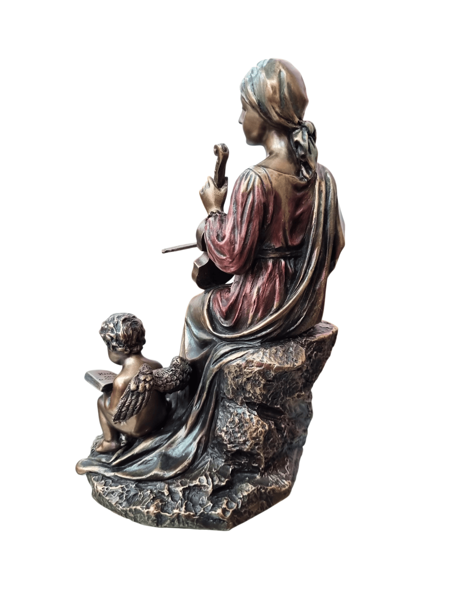 Imagem de Santa Cecília em Pó de Mármore com Acabamento em Bronze 15 cm-TerraCotta Arte Sacra