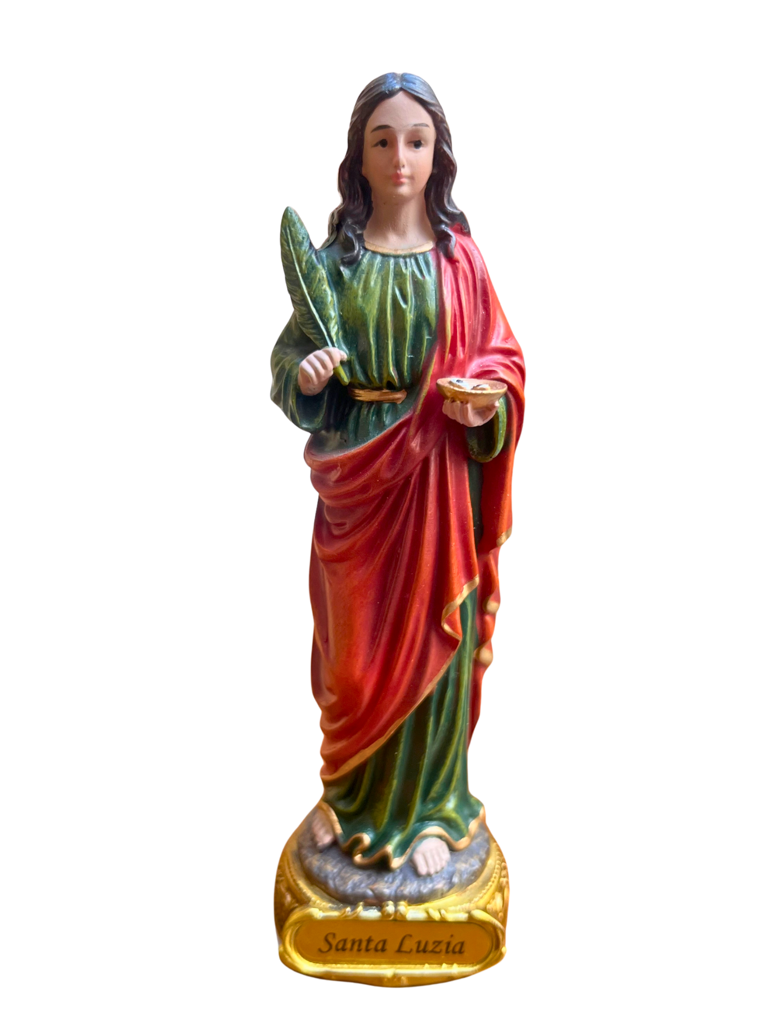 Imagem de Santa Luzia em Resina Colorida 13 cm-TerraCotta Arte Sacra