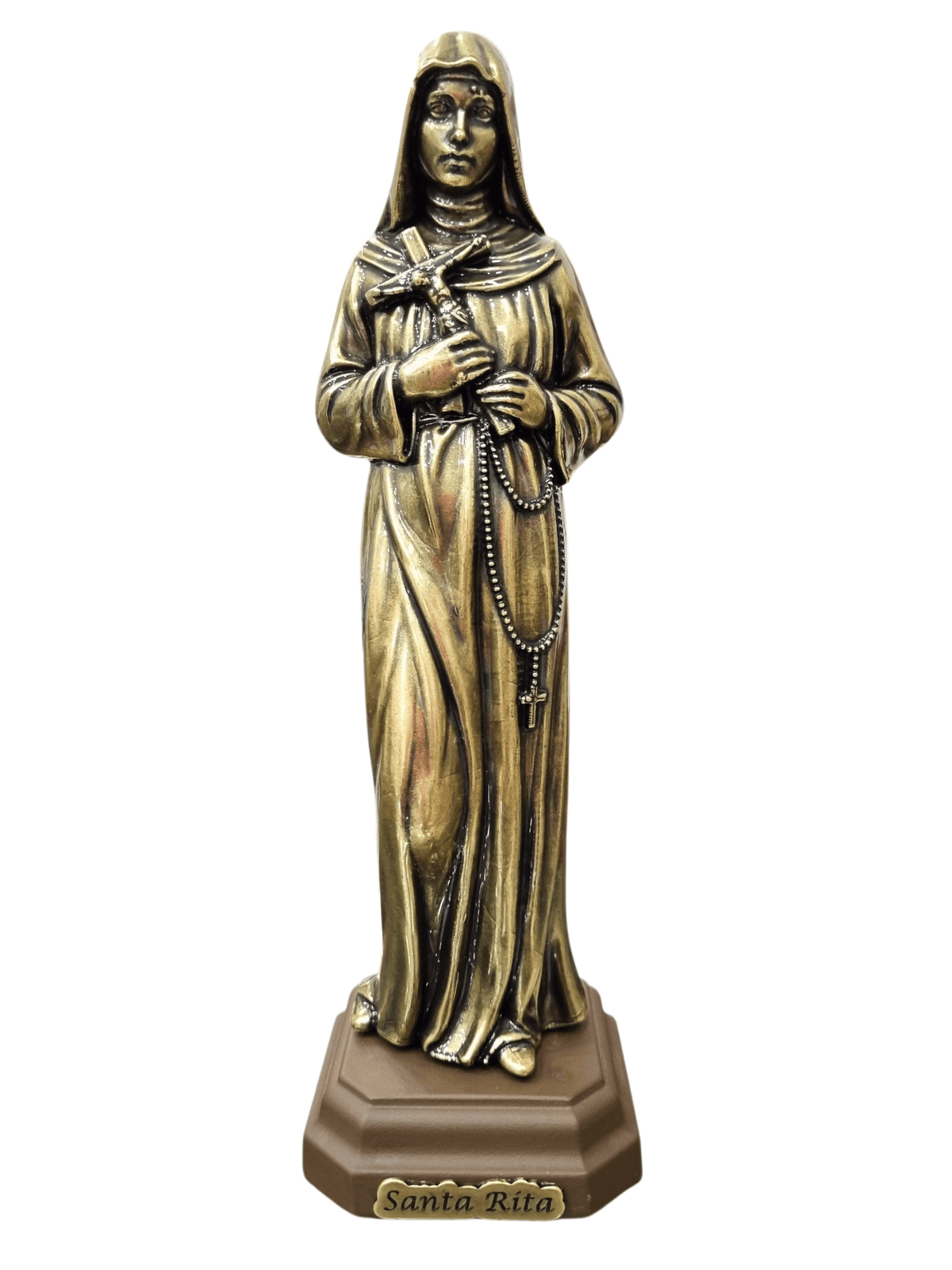 Imagem de Santa Rita em Metal Ouro Velho 21 cm-TerraCotta Arte Sacra