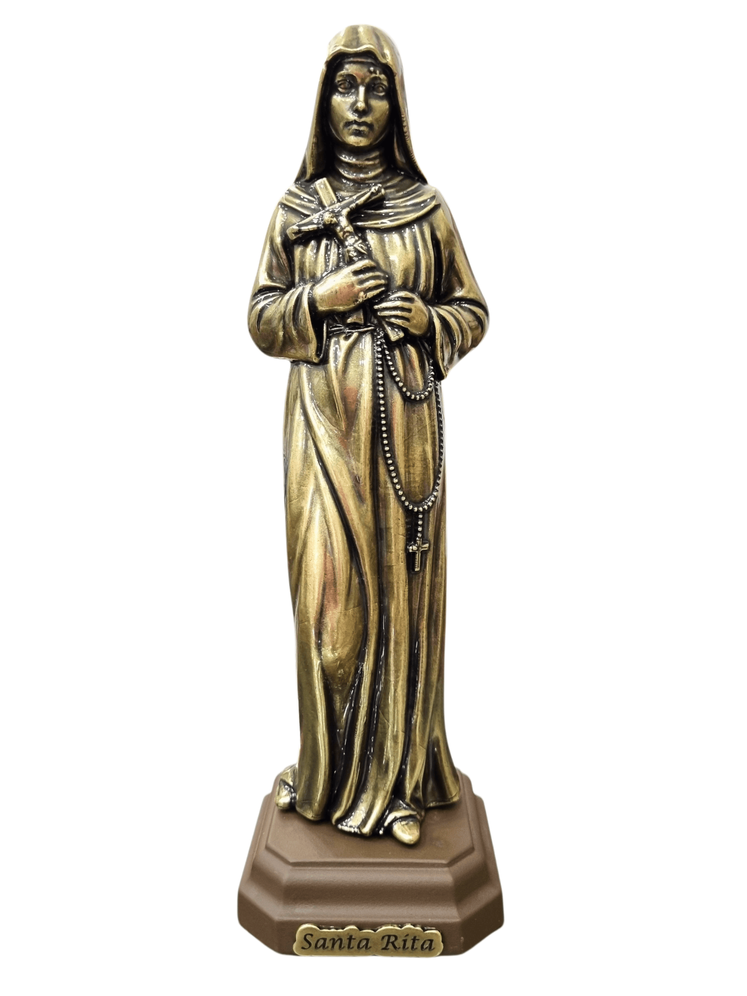 Imagem de Santa Rita em Metal Ouro Velho 21 cm-TerraCotta Arte Sacra