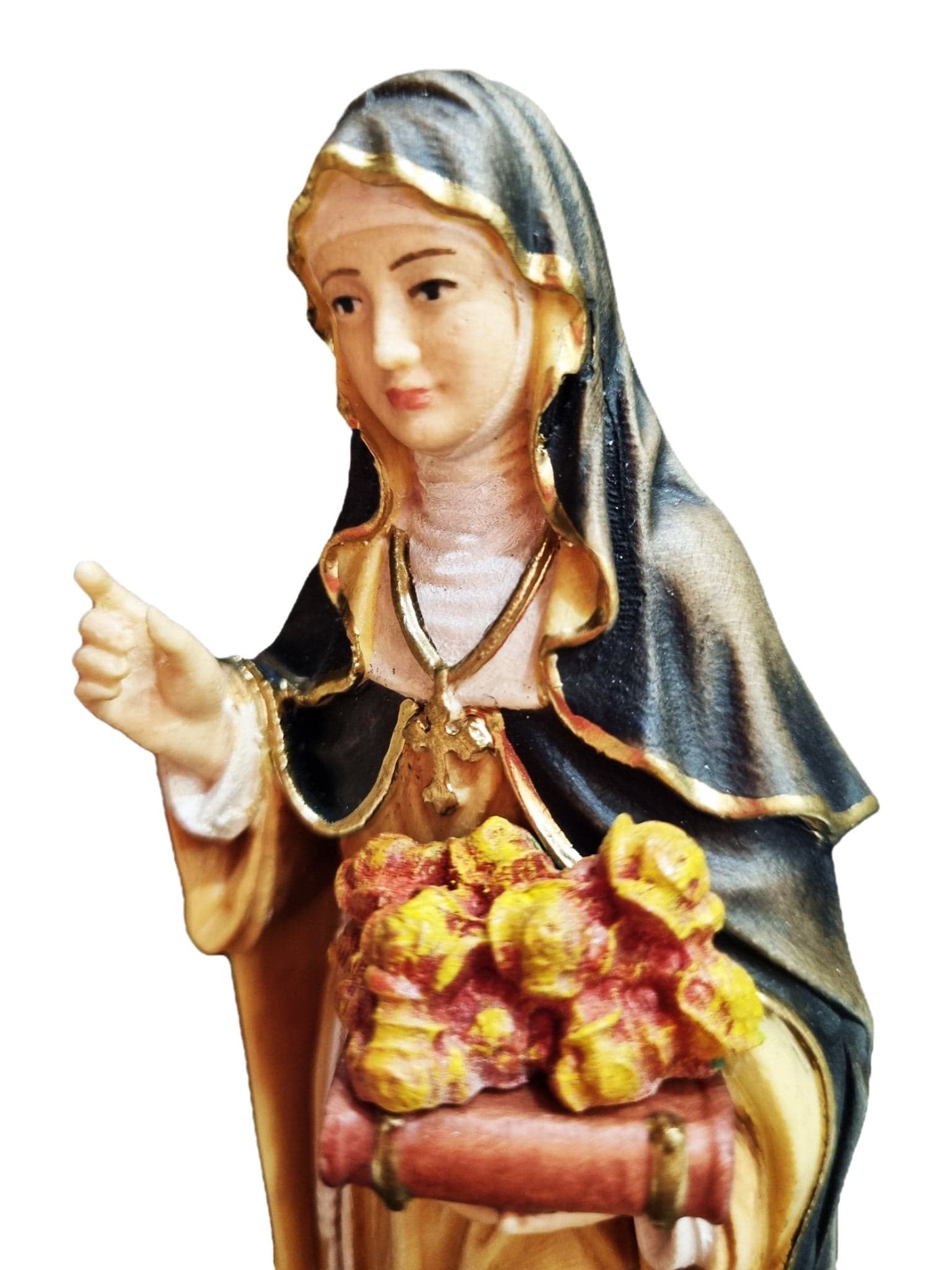 Imagem de Santa Rosa de Lima em Madeira Italiana 15 cm-TerraCotta Arte Sacra