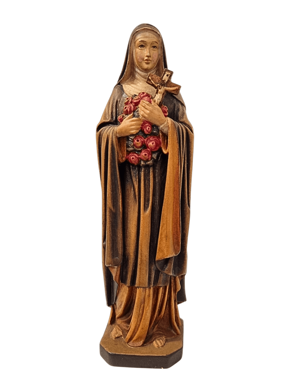 Imagem de Santa Terezinha do Menino Jesus em Madeira Italiana 19,5 cm-TerraCotta Arte Sacra