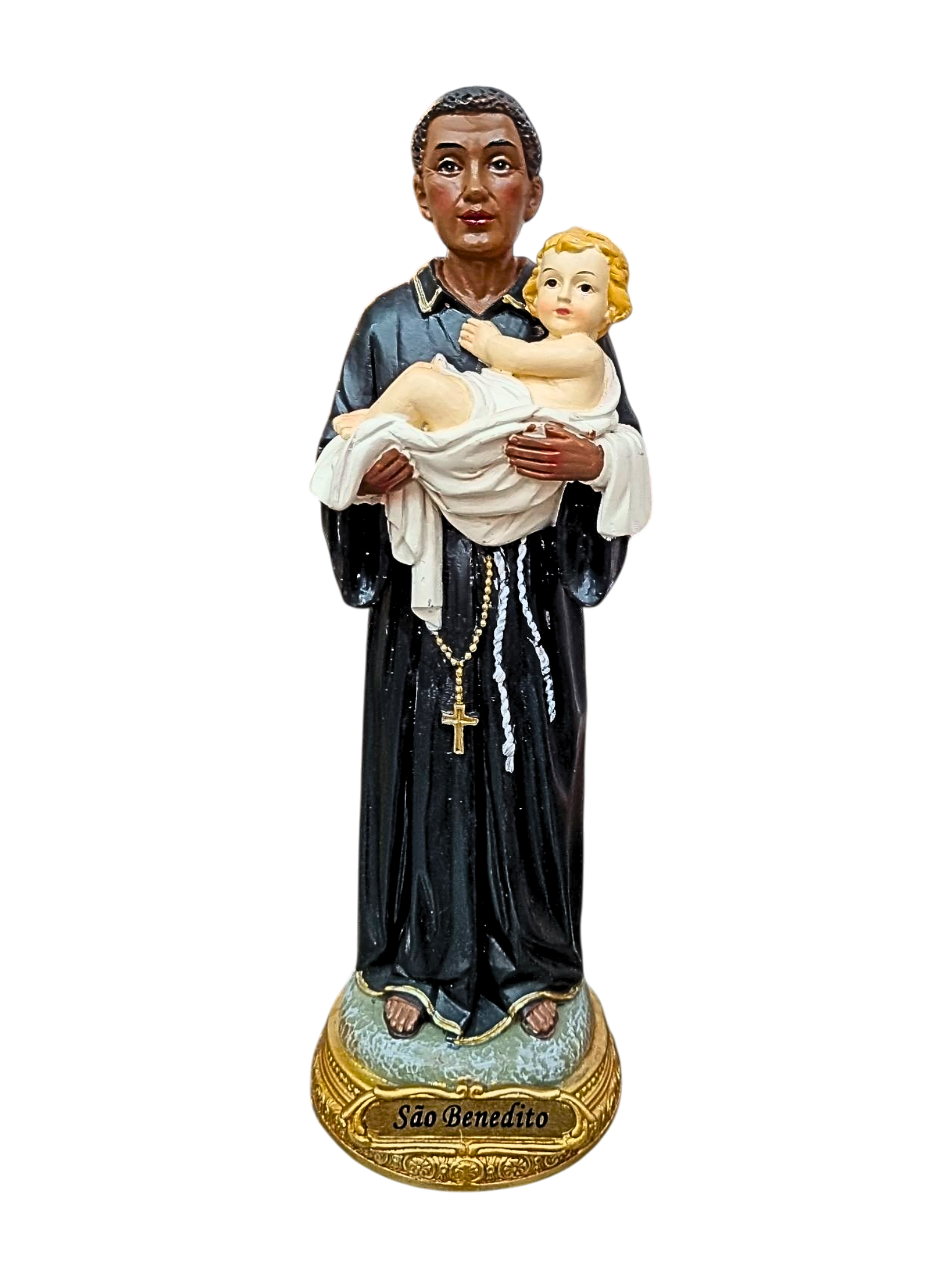 Imagem de São Benedito 20 cm de Resina-TerraCotta Arte Sacra