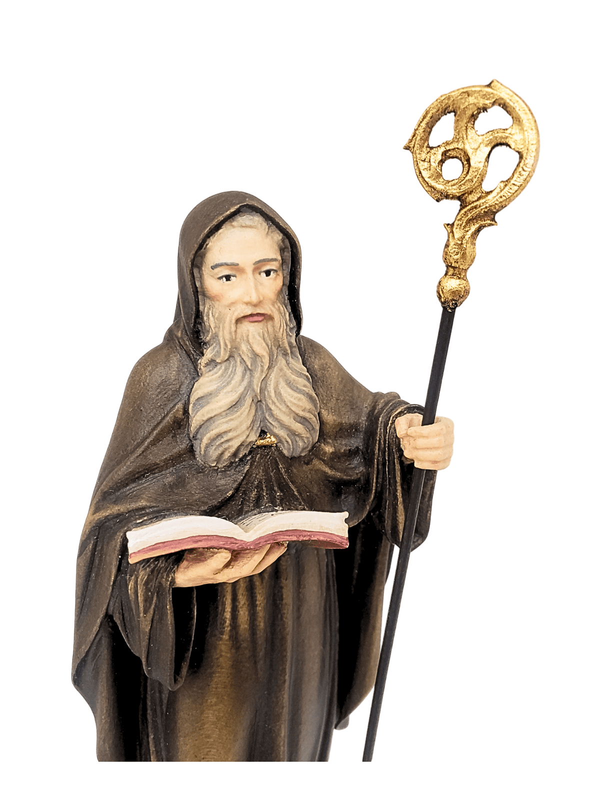 Imagem de São Bento em Madeira Italiana 20cm-TerraCotta Arte Sacra