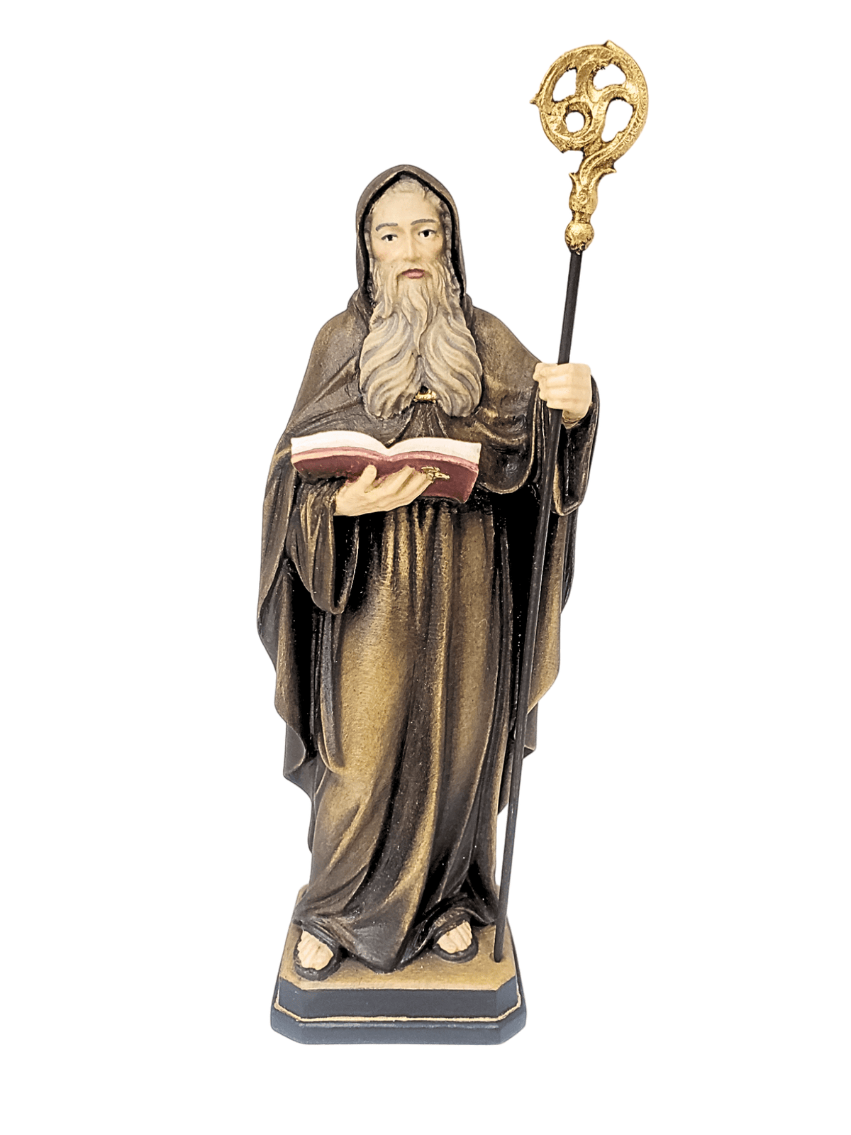 Imagem de São Bento em Madeira Italiana 20cm-TerraCotta Arte Sacra