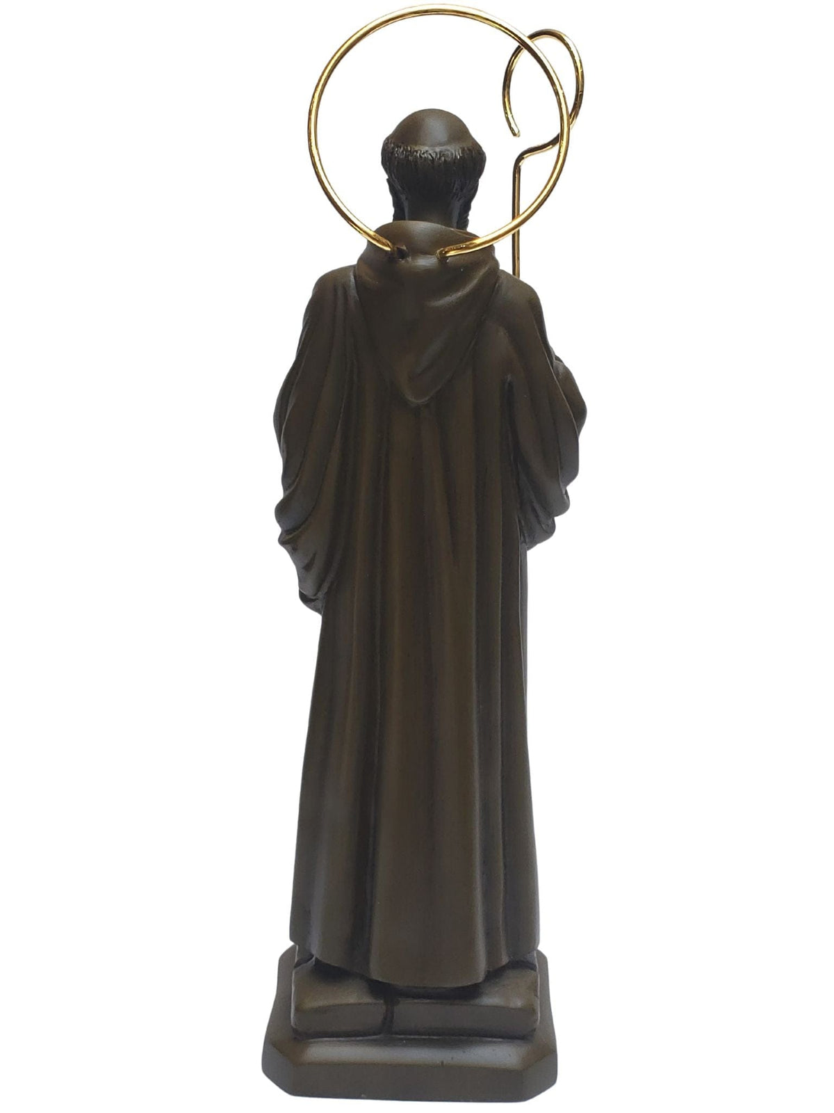 Imagem de São Bento em Pó de Mármore 30 cm Marrom-TerraCotta Arte Sacra