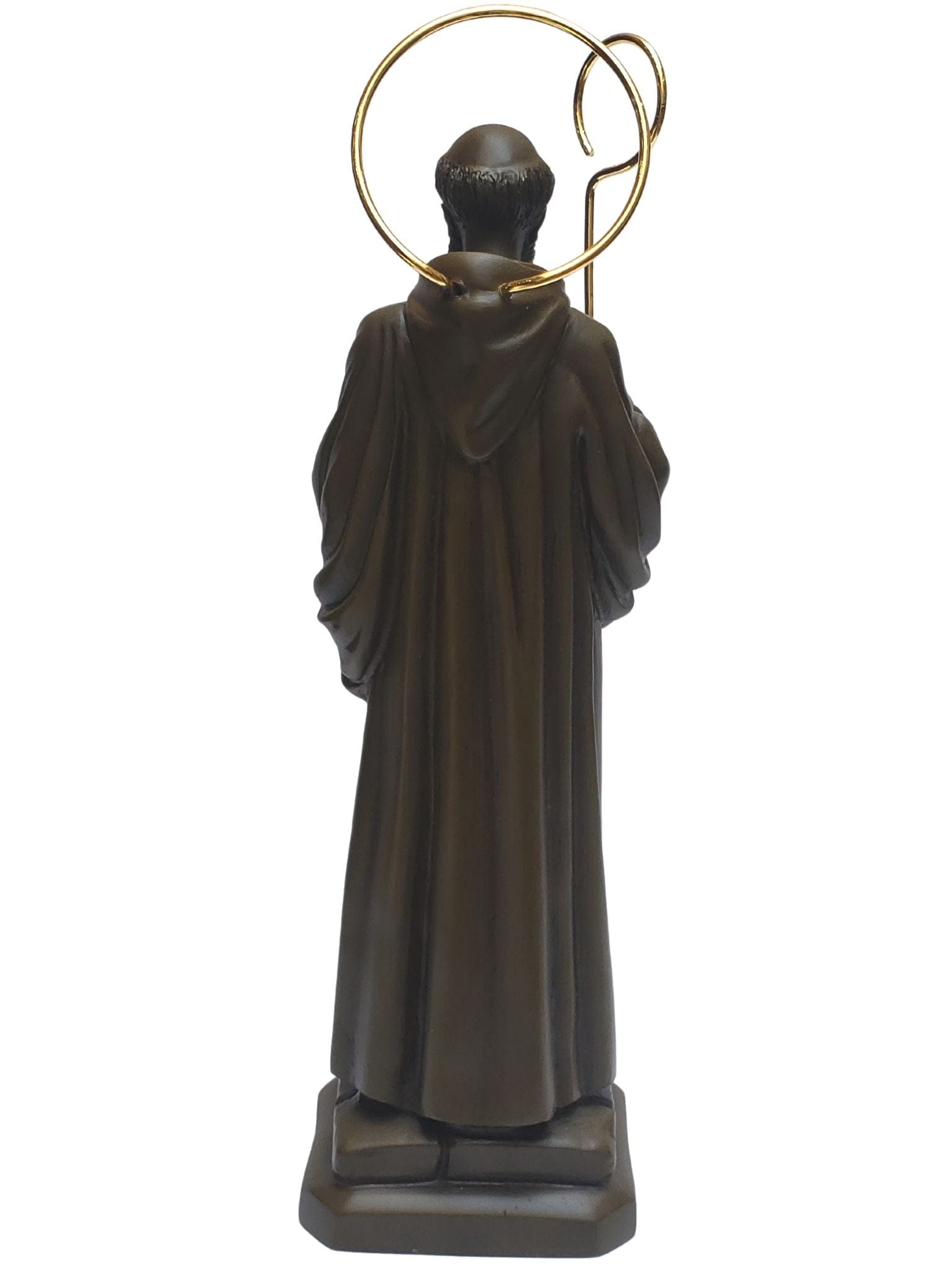 Imagem de São Bento em Pó de Mármore 30 cm Marrom-TerraCotta Arte Sacra