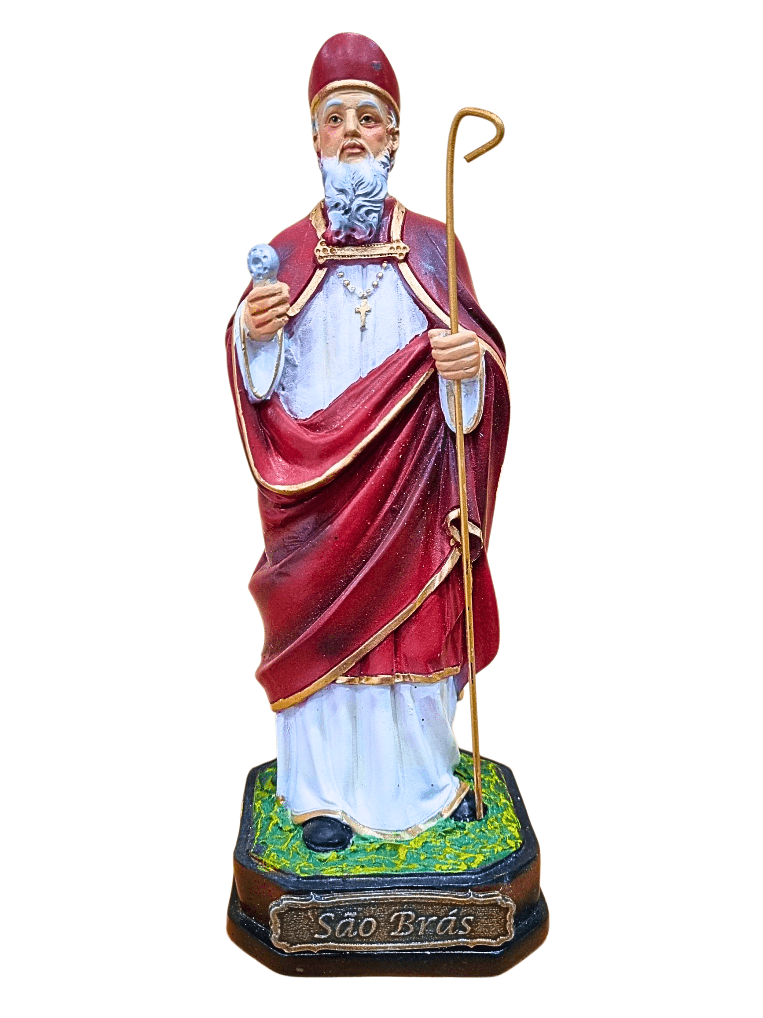 Imagem de São Brás em Pó de Mármore Colorida 20 cm-TerraCotta Arte Sacra