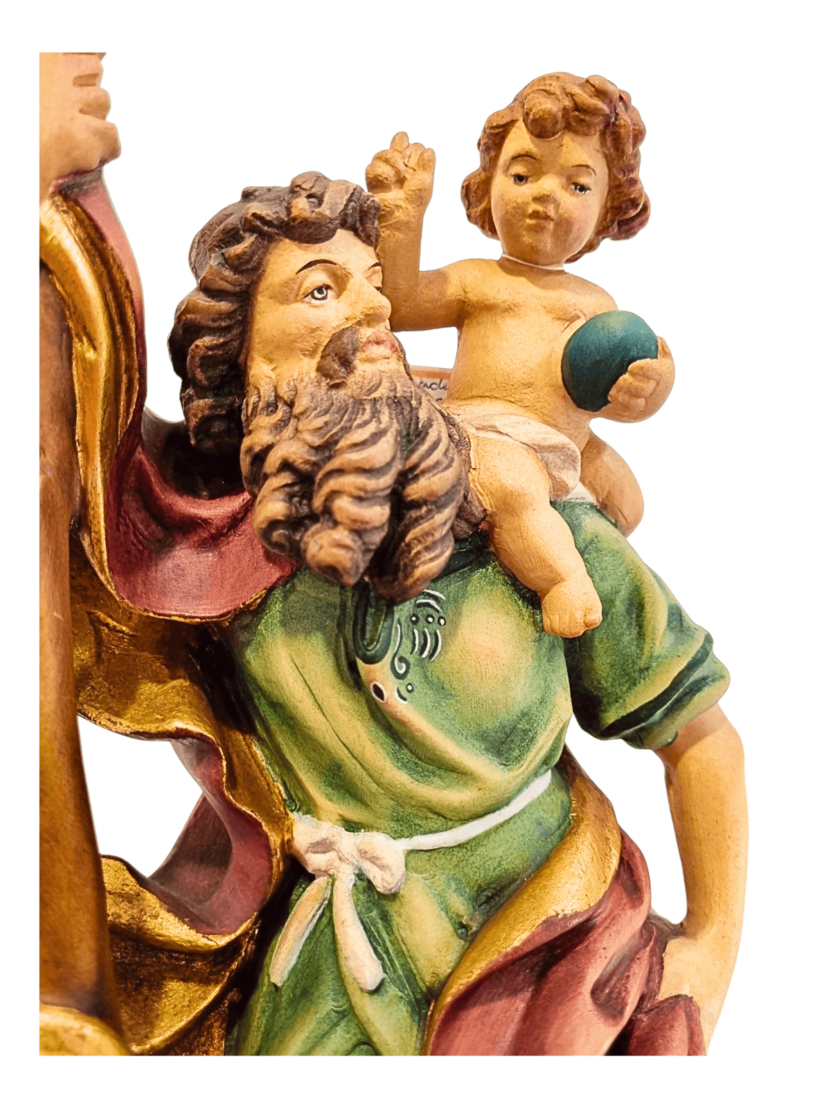 Imagem de São Cristóvão em Madeira Italiana 30 cm-TerraCotta Arte Sacra