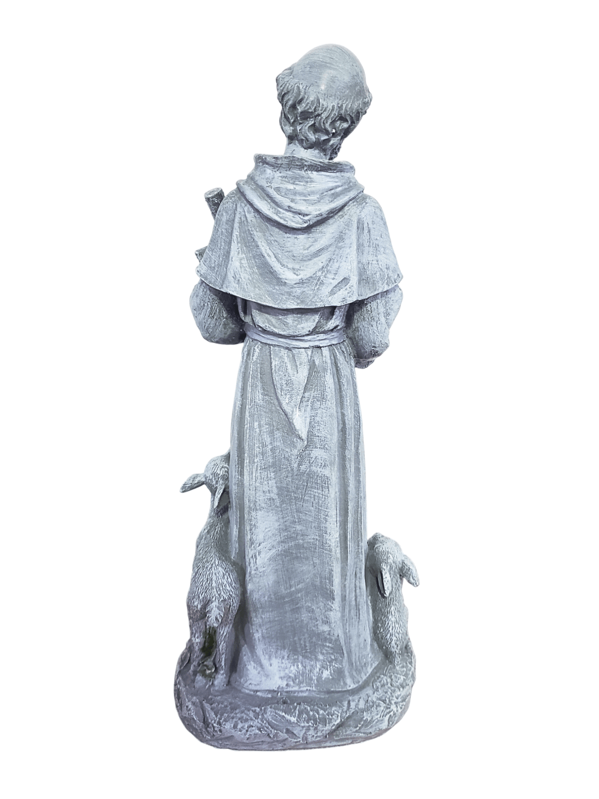 Imagem de São Francisco de Assis com a Cruz em Resina Estilo Pedra 50 cm-TerraCotta Arte Sacra