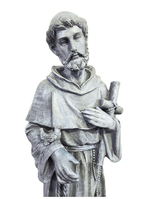 Imagem de São Francisco de Assis com a Cruz em Resina Estilo Pedra 50 cm-TerraCotta Arte Sacra