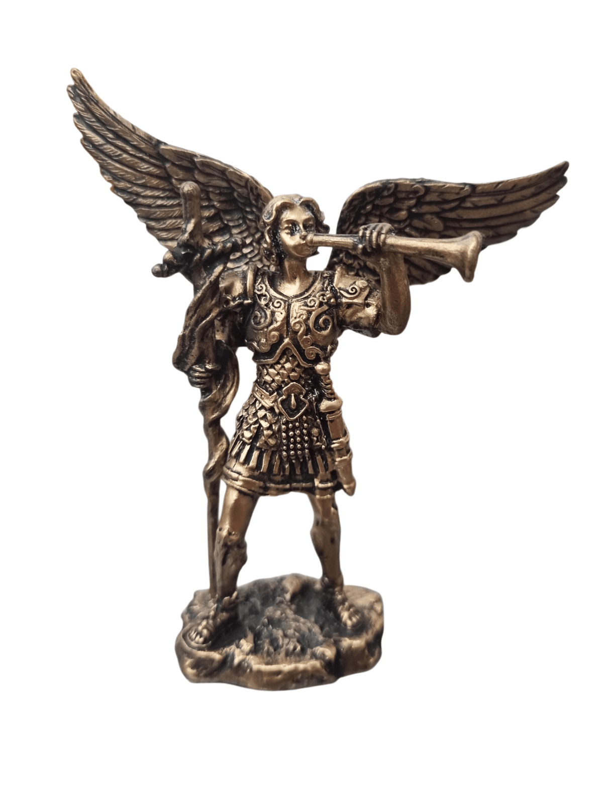 Imagem de São Gabriel com Trombeta em Resina com Acabamento em Bronze 9 cm-TerraCotta Arte Sacra