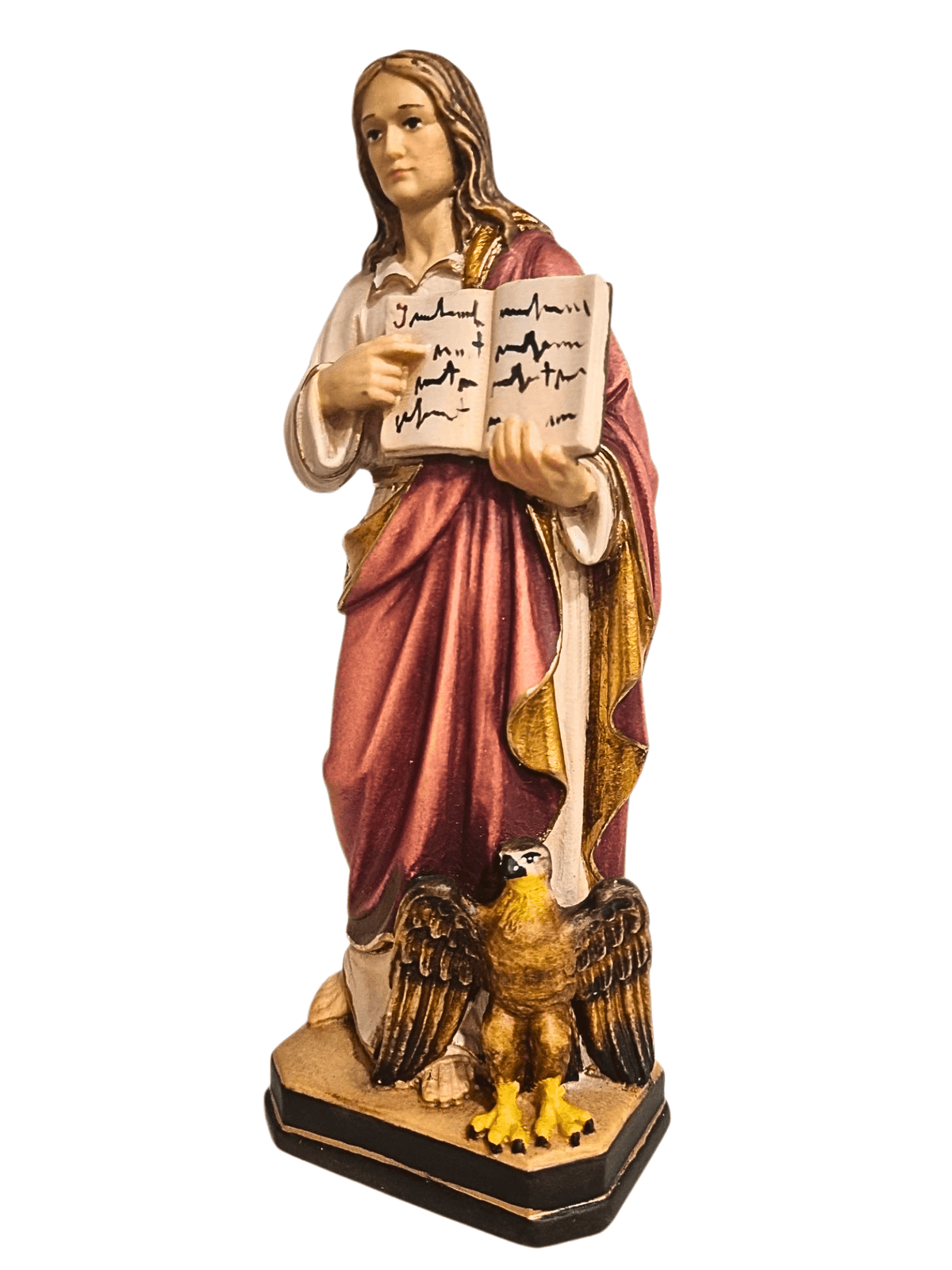 Imagem de São João Evangelista em Madeira Italiana 20 cm Colorido-TerraCotta Arte Sacra