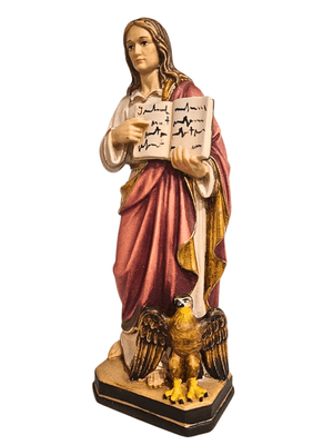 Imagem de São João Evangelista em Madeira Italiana 20 cm Colorido-TerraCotta Arte Sacra
