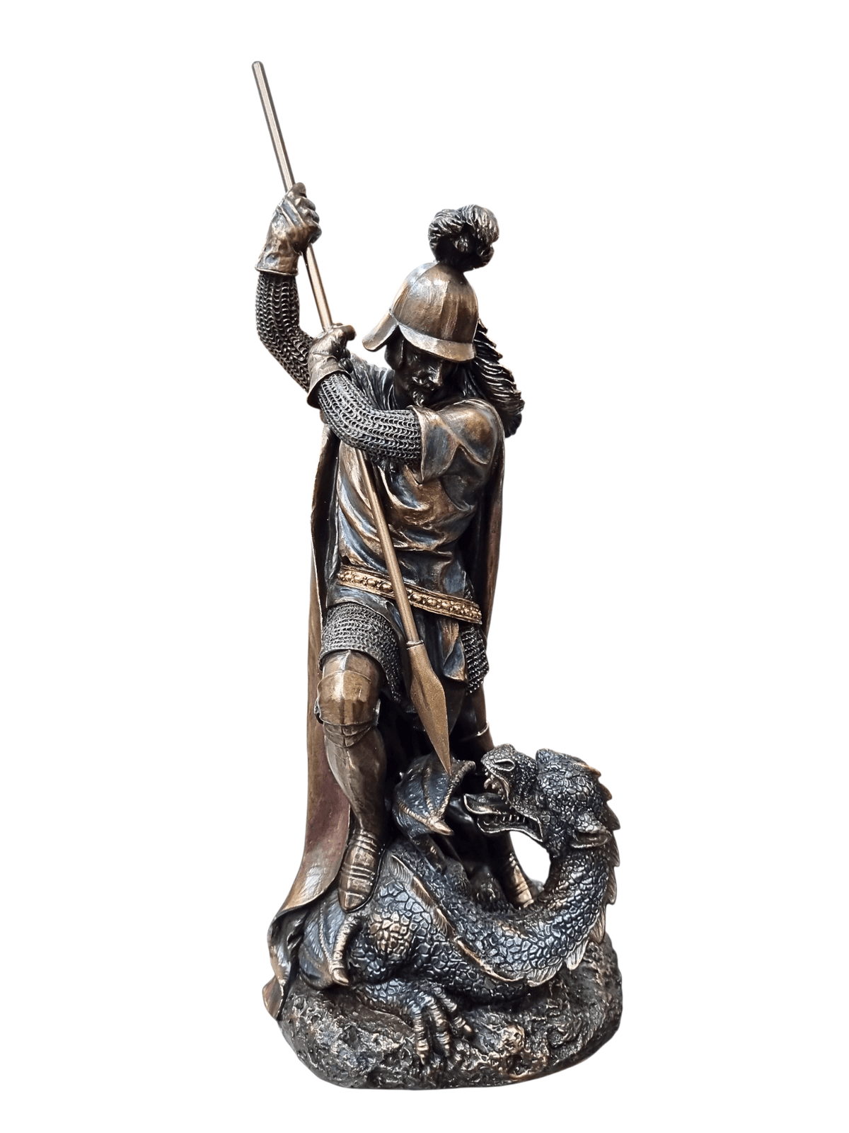 Imagem de São Jorge sem Cavalo com Acabamento em Bronze 31 cm-TerraCotta Arte Sacra