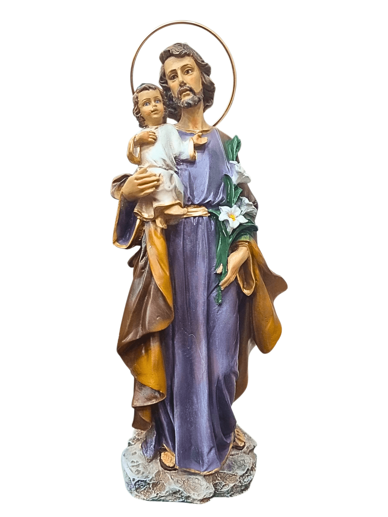 Imagem de São José em Pó de Mármore Colorida 25 cm-TerraCotta Arte Sacra