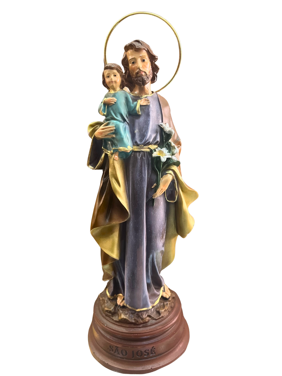 Imagem de São José em Pó de Mármore Colorida 25 cm-TerraCotta Arte Sacra