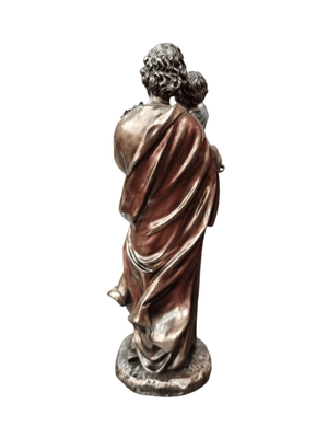 Imagem de São José em Pó de Mármore com Acabamento em Bronze 15,5 cm-TerraCotta Arte Sacra