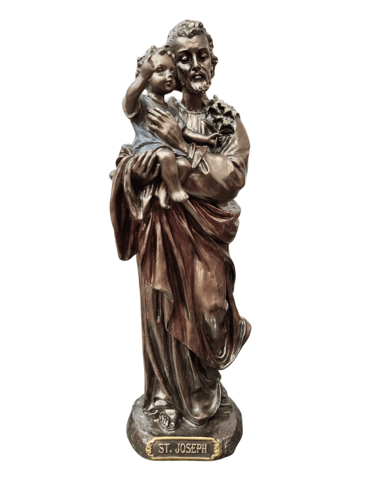 Imagem de São José em Pó de Mármore com Acabamento em Bronze 22 cm-TerraCotta Arte Sacra