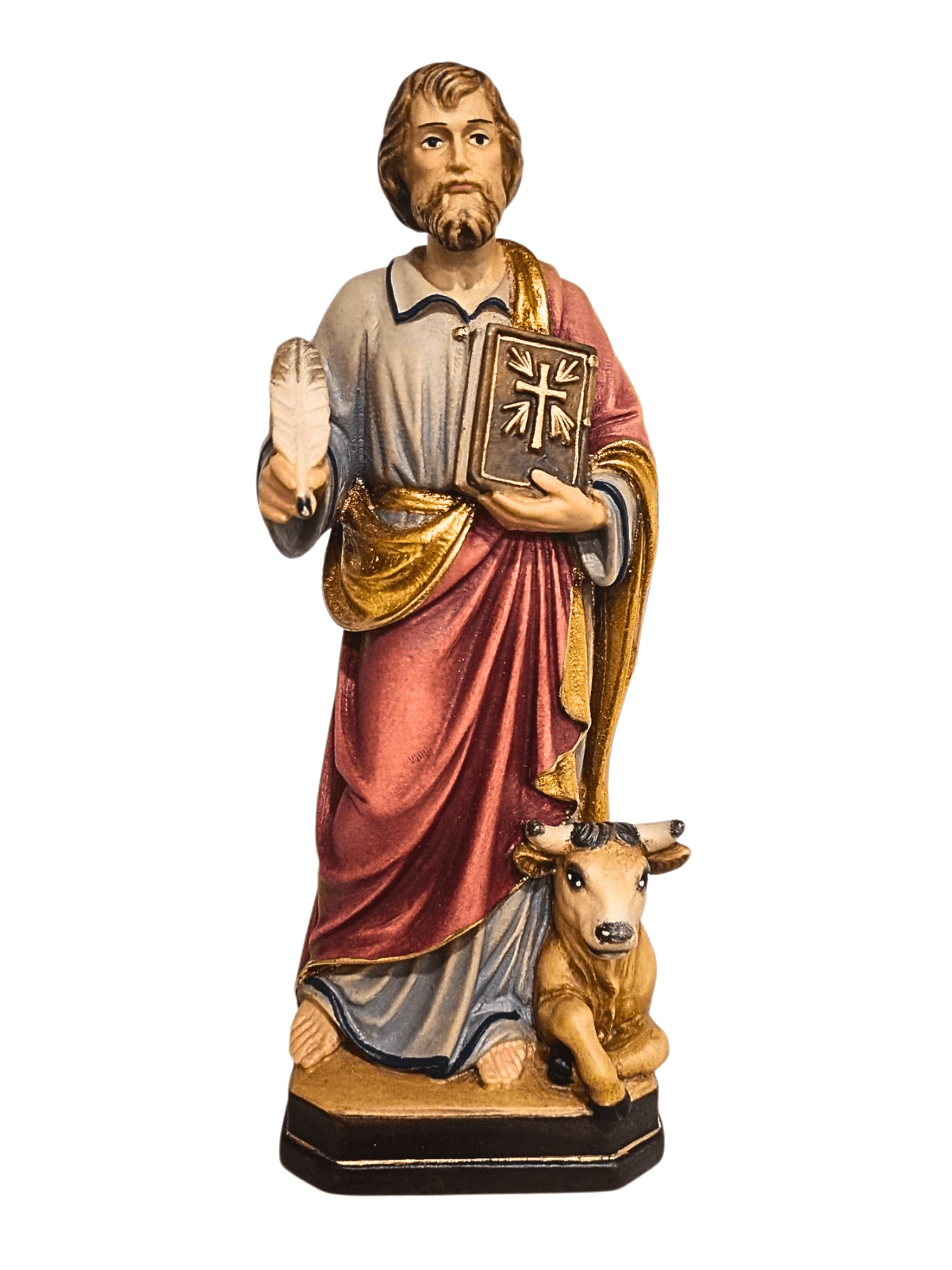 Imagem de São Lucas de Madeira Italiana 20 cm Colorido-TerraCotta Arte Sacra