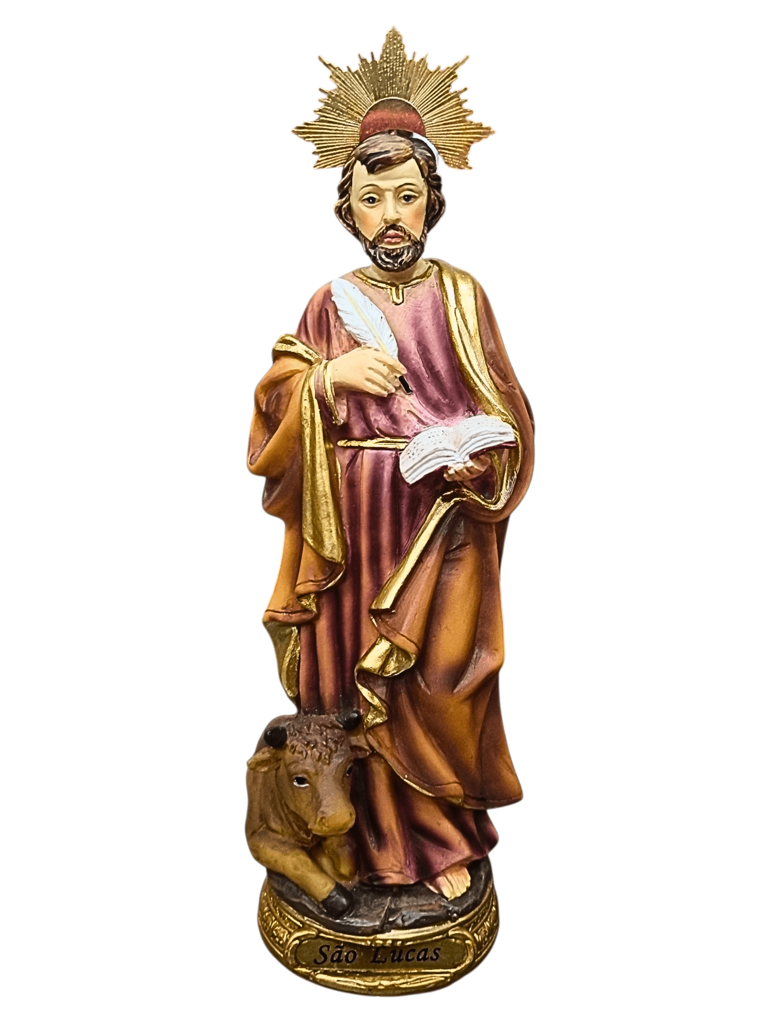 Imagem de São Lucas em Resina com Resplendor 20 cm-TerraCotta Arte Sacra