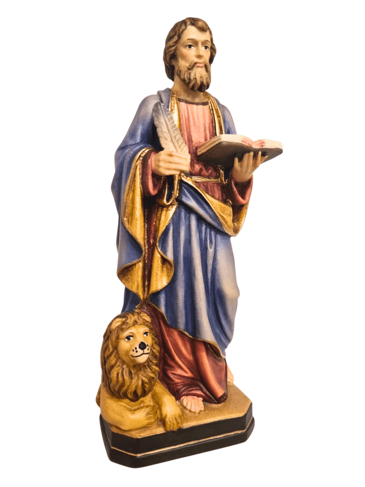 Imagem de São Marcos de Madeira Italiana 20 cm Colorido-TerraCotta Arte Sacra