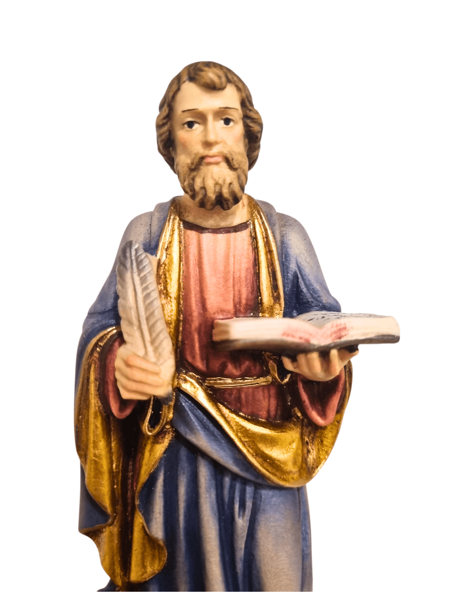 Imagem de São Marcos de Madeira Italiana 20 cm Colorido-TerraCotta Arte Sacra