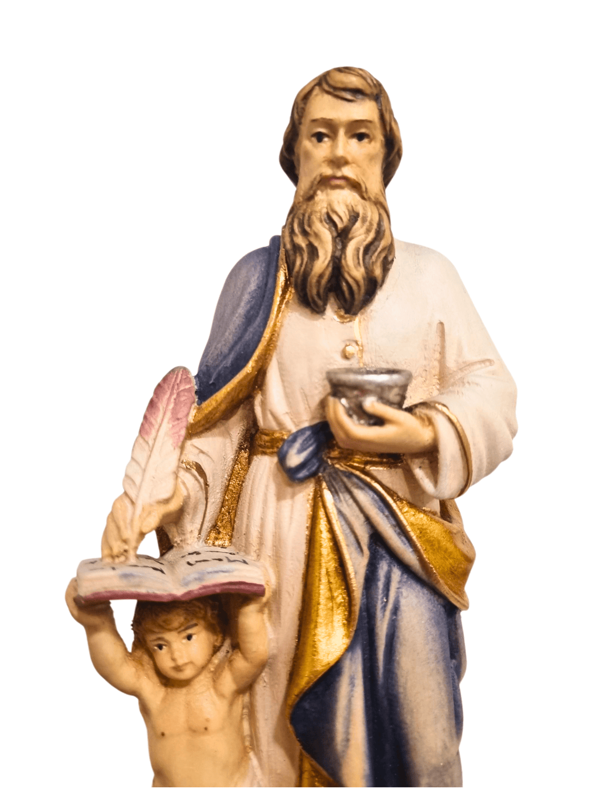 Imagem de São Mateus de Madeira Italiana 20 cm Colorido-TerraCotta Arte Sacra