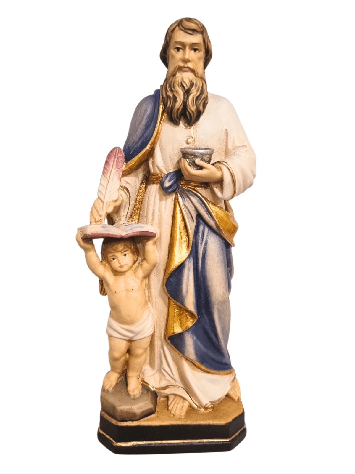 Imagem de São Mateus de Madeira Italiana 20 cm Colorido-TerraCotta Arte Sacra