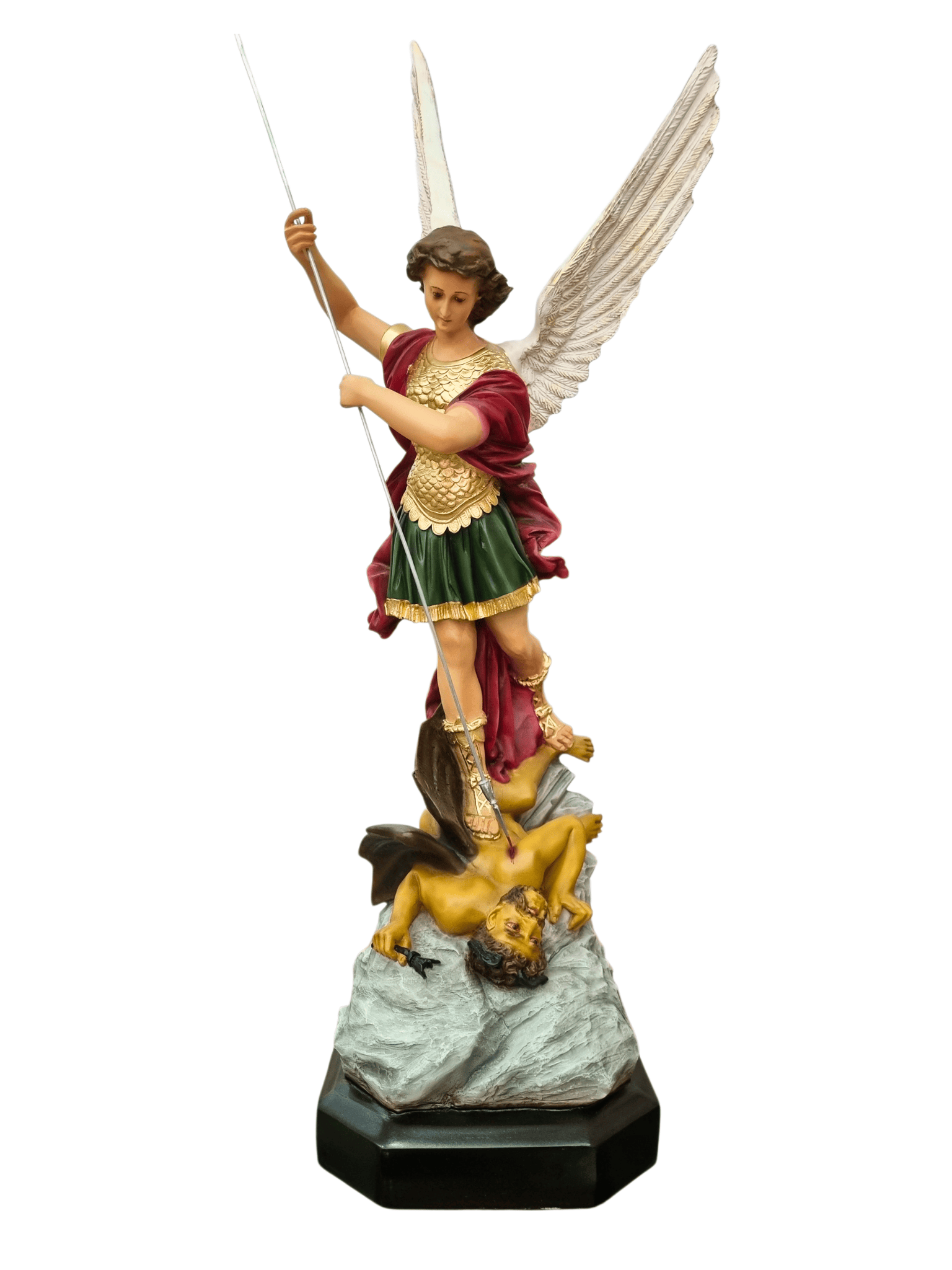 Imagem de São Miguel Arcanjo com Olhos de Vidro 100 cm em Pó de Mármore-TerraCotta Arte Sacra