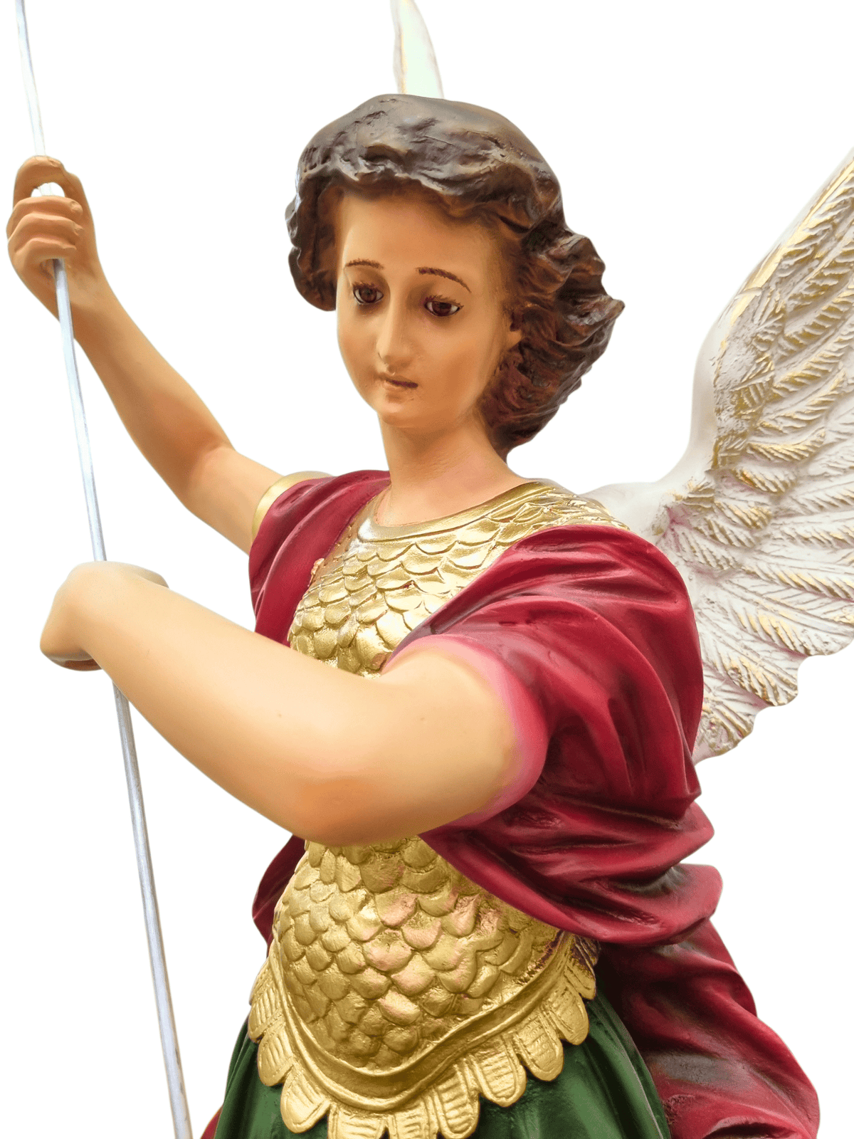 Imagem de São Miguel Arcanjo com Olhos de Vidro 100 cm em Pó de Mármore-TerraCotta Arte Sacra