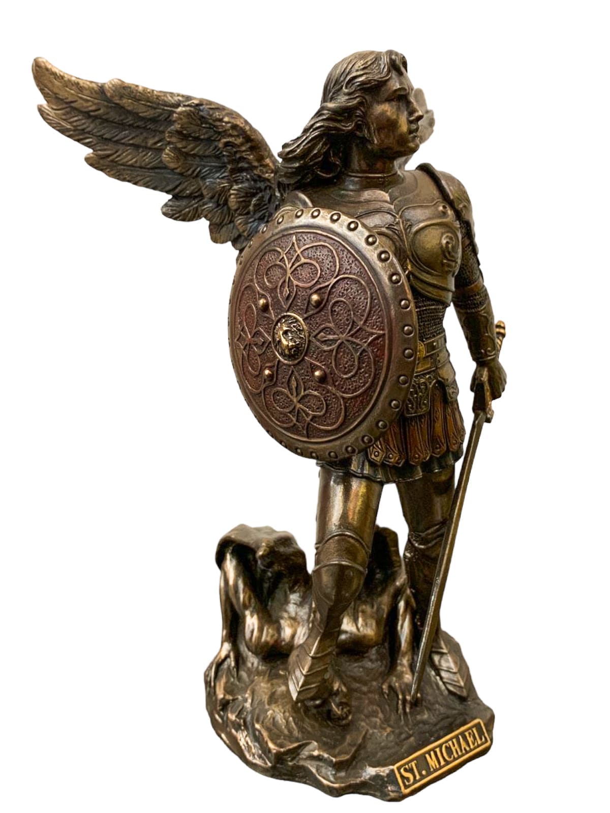 Imagem de São Miguel com Acabamento em Bronze 21 cm-TerraCotta Arte Sacra