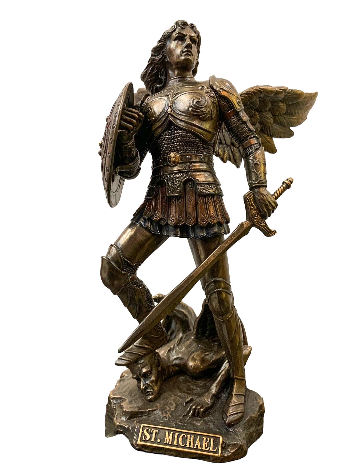 Imagem de São Miguel com Acabamento em Bronze 21 cm-TerraCotta Arte Sacra