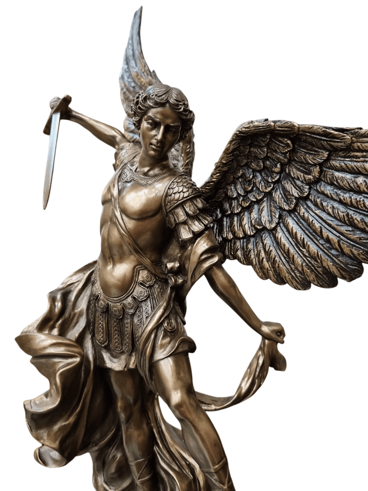 Imagem de São Miguel com Acabamento em Bronze 34 cm-TerraCotta Arte Sacra