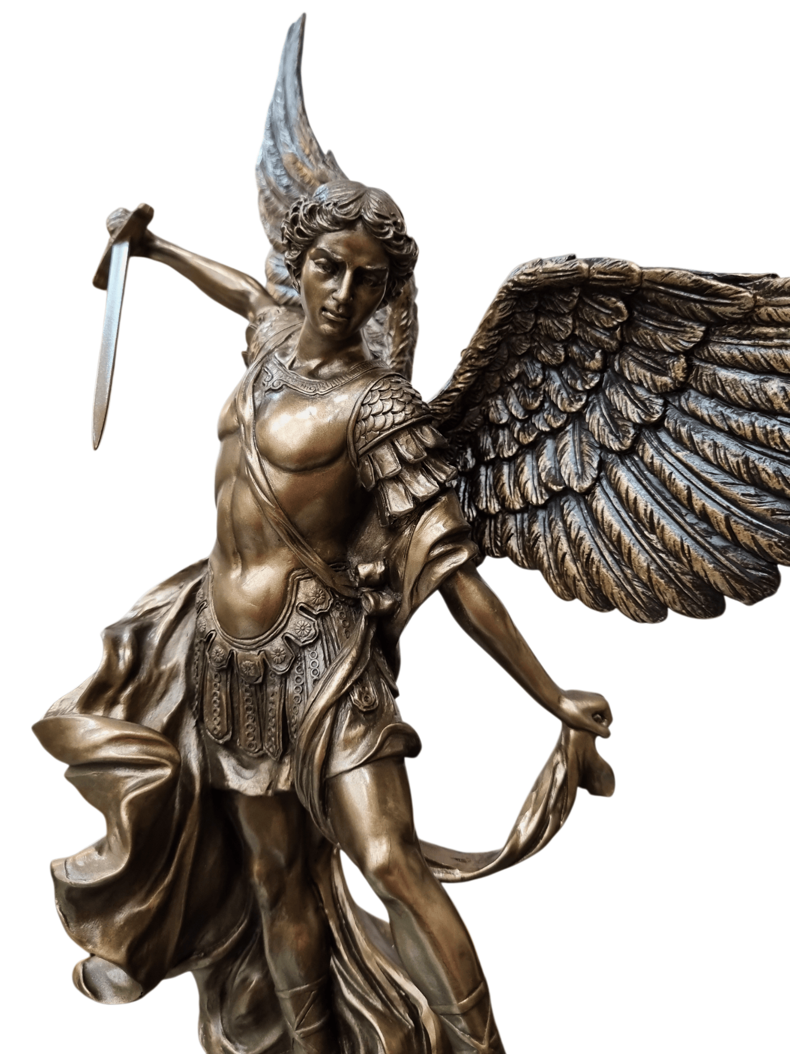 Imagem de São Miguel com Acabamento em Bronze 34 cm-TerraCotta Arte Sacra