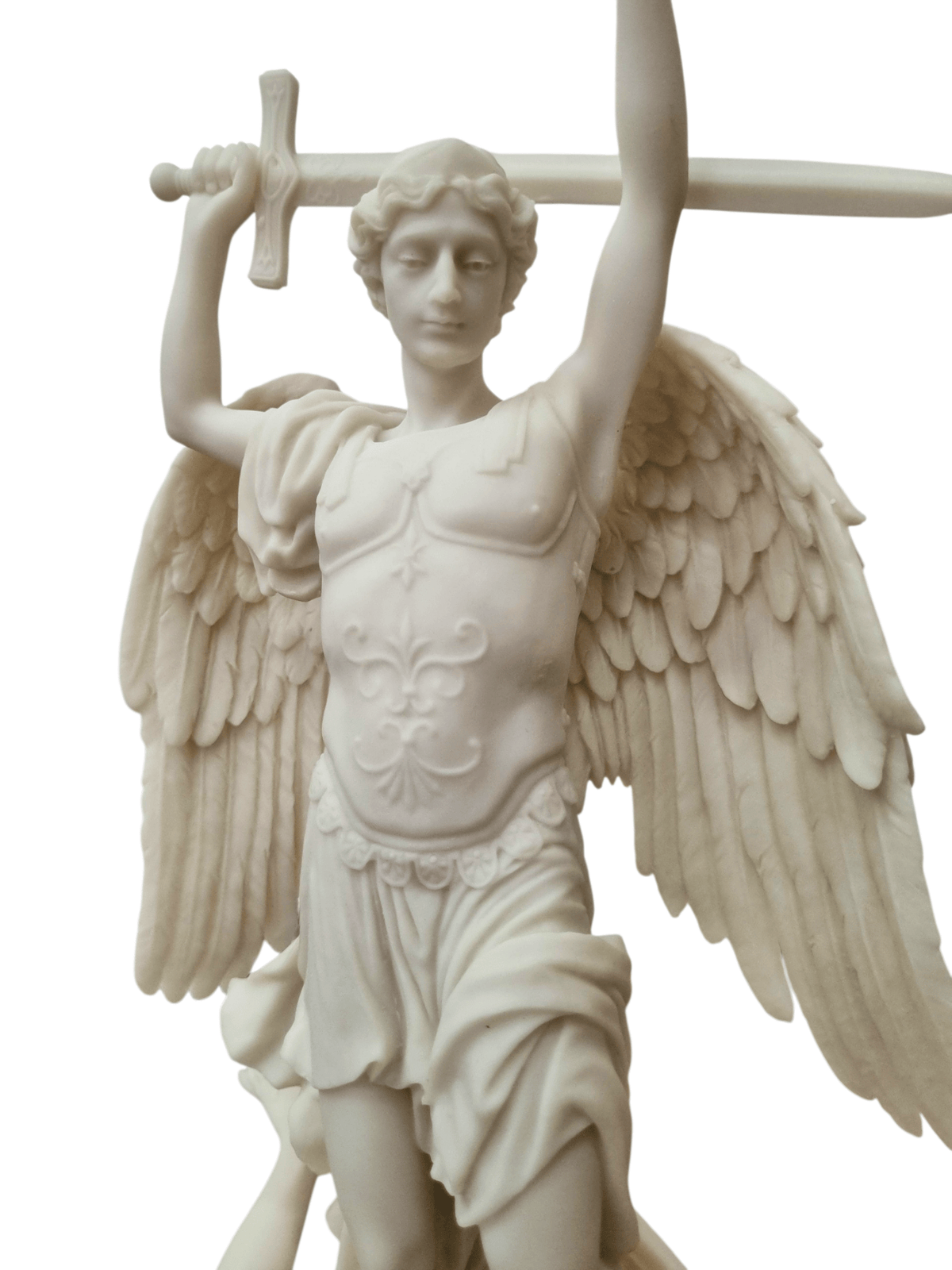 Imagem de São Miguel com Demônio em Pó de Mármore 37 cm-TerraCotta Arte Sacra