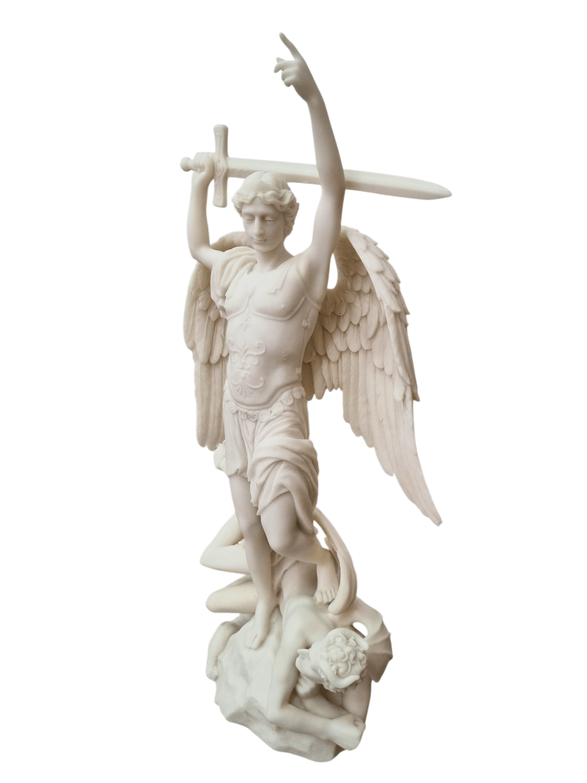 Imagem de São Miguel com Demônio em Pó de Mármore 37 cm-TerraCotta Arte Sacra