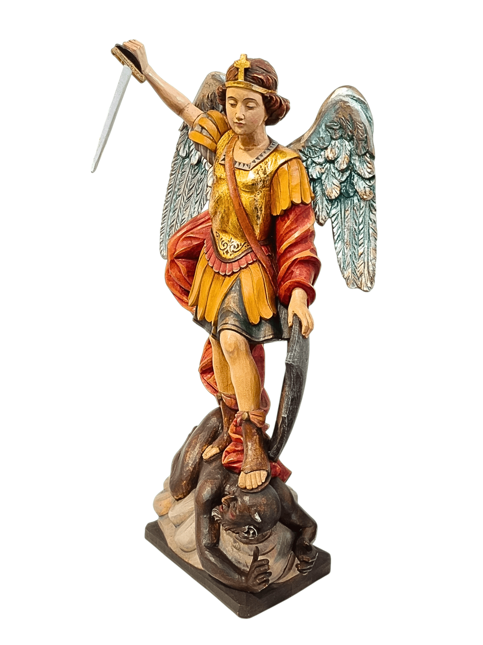Imagem de São Miguel em Madeira Italiana 68 cm-TerraCotta Arte Sacra